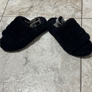 UGG Black Plush Slippers